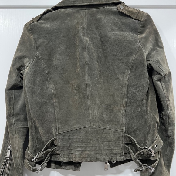 BCBG DK Green Suede Motorcycle Jacket - Picture 5 of 5